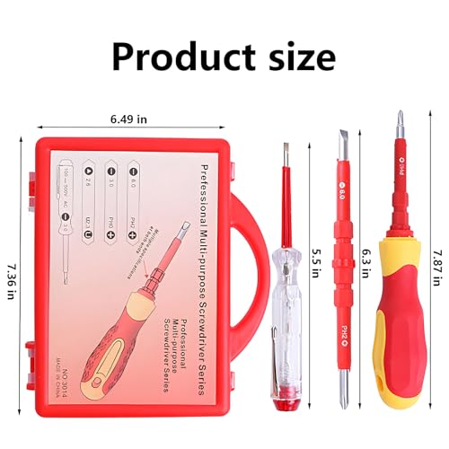 Image of Insulated Electrician Multi Screwdriver Set - Magnetic, Soft-Grip (5 in 1)