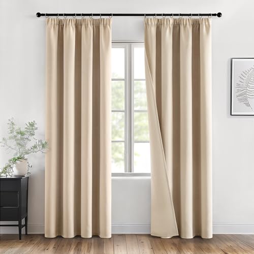 MIULEE Rideau Occultant Rideaux Opaque Rideau Thermique Isolant Anti Froid et Chaleur Galon Fronceur Rideaux Isolant Phonique Chambre Salon Intérieurs,2...