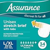 Assurance Large/XLarge Unisex Stretch Briefs with Tabs 34 Count, White