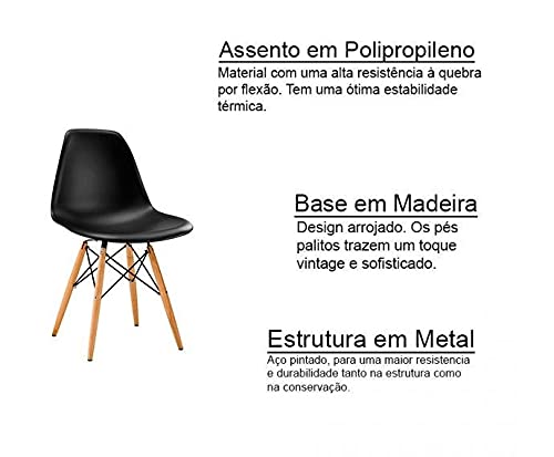 Conjunto 2 Cadeiras Charles Eames Wood Design Eiffel Preta