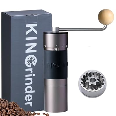 【Gray】KINGrinder K6 Manual Coffee Grinder Straight Handle Stainless Burr