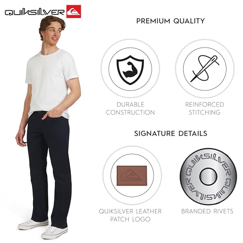 Quiksilver Men's 5 Pocket Straight Fit Stretch Waist Casual Chino Pants, Eclipse, 38W x 34L by Quiksilver - Image 4