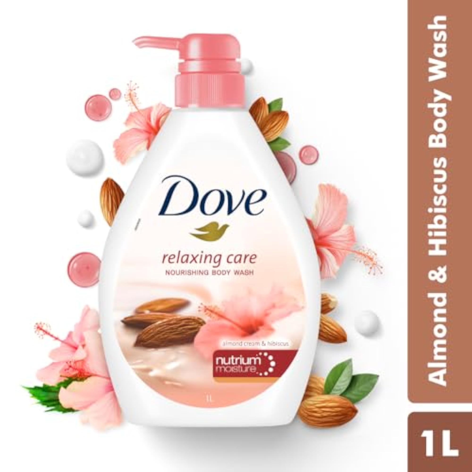 Relaxing Almond Cream Body Wash with Hibiscus, 1L