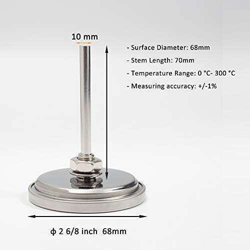 GALAFIRE 68 mm Zifferblatt Grill Thermometer Extra Lang 73 mm Stiel Holzkohle Grill Pit Smoker Temperaturanzeige – Bild 6