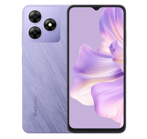 Blackview Wave 8C 4G Smartphone ohne Vertrag, 6,56'' HD+, Octa-Core 6GB+64GB (2TB Externe SD), 13MP+8MP Kamera, 3 Kartensteckplätze, Android 14 DUAL SIM Handy, Smart-K Box Lautsprecher, GPS Lila