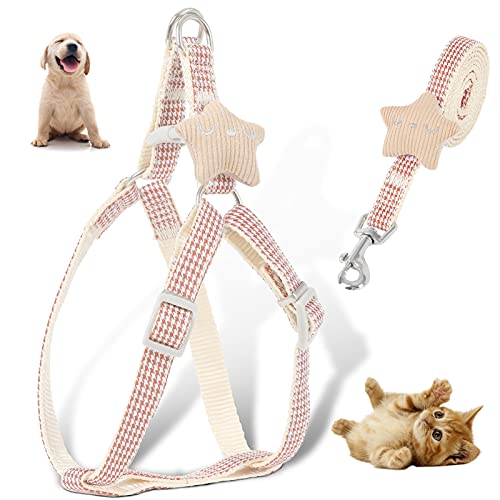 Mihealpet Katzen-Hundegeschirr und Leine Set zum Spazierengehen, verstellbarer Hahnentritt-Tritt im Welpen, Grundgeschirr für kleine Hunde, Katzen und Katzen, Kaninchen Cover