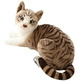 Weddflower Peluches pour Chat RéAliste en Peluche Gris 30 Cm Chaton Mignon Jouet RéAliste Chat AméRicain à Poil Court Animaux en Peluche Cadeaux d'anniversaire pour Enfants