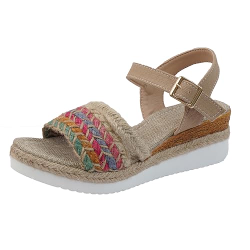 Sandalias de verano para mujer en color negro con hebilla de cinturón ajustable