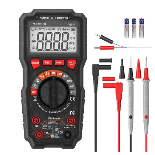 Mastfuyi Digital Multimeter, Smart Burnout Protection Electrical Tester, NCV Multifunction Tester TRMS 6000, with DC/AC Voltmeter, Measures Voltage, Current, Resistance, Continuity, and Diodes