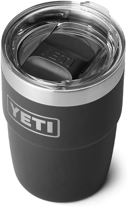 YETI Rambler Cup, Vacuum Insulated Stainless Steel Stackable Cup with Magslider Lid, Black, 8 oz (237 ml)