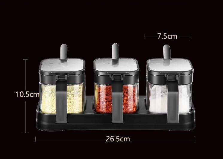 塩と砂糖の容器セット スパイス保存容器セット 透明調味料ボックス ガラス瓶 塩と砂糖のボウル スプーン付き キッチンカウンターアクセ