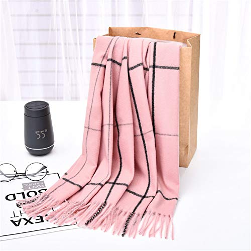 Écharpe à carreaux pour femme en kaki et rouge | Grand châle d'hiver chaud
