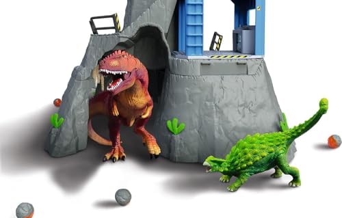 schleich DINOSAURS - Volcano Expedition Base Camp, Dinosaur Playset Including LED Erupting Volcano, Researcher Figurines and 2 x Dinosaur Toys for Boys and Girls ages 4+