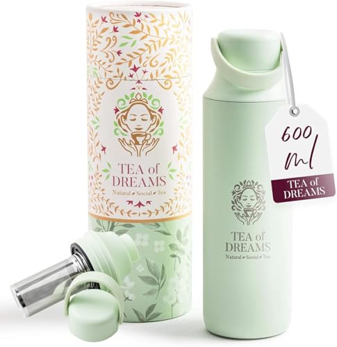 Teeflasche mit Sieb to Go - Trinkflasche 600ml aus Edelstahl - BPA-frei - Thermo Flasche mit Teesieb aus Edelstahl - Avocado Teeflasche mit Sieb to Go - Trinkflasche 600ml aus Edelstahl - BPA-frei - Thermo Flasche mit Teesieb aus Edelstahl - Avocado