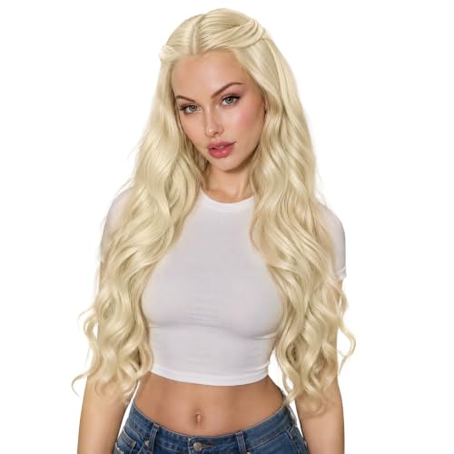 Image of Moresoo Microlink Hair Extensions, Feather Tip, White Blonde, 18 Inch 40g