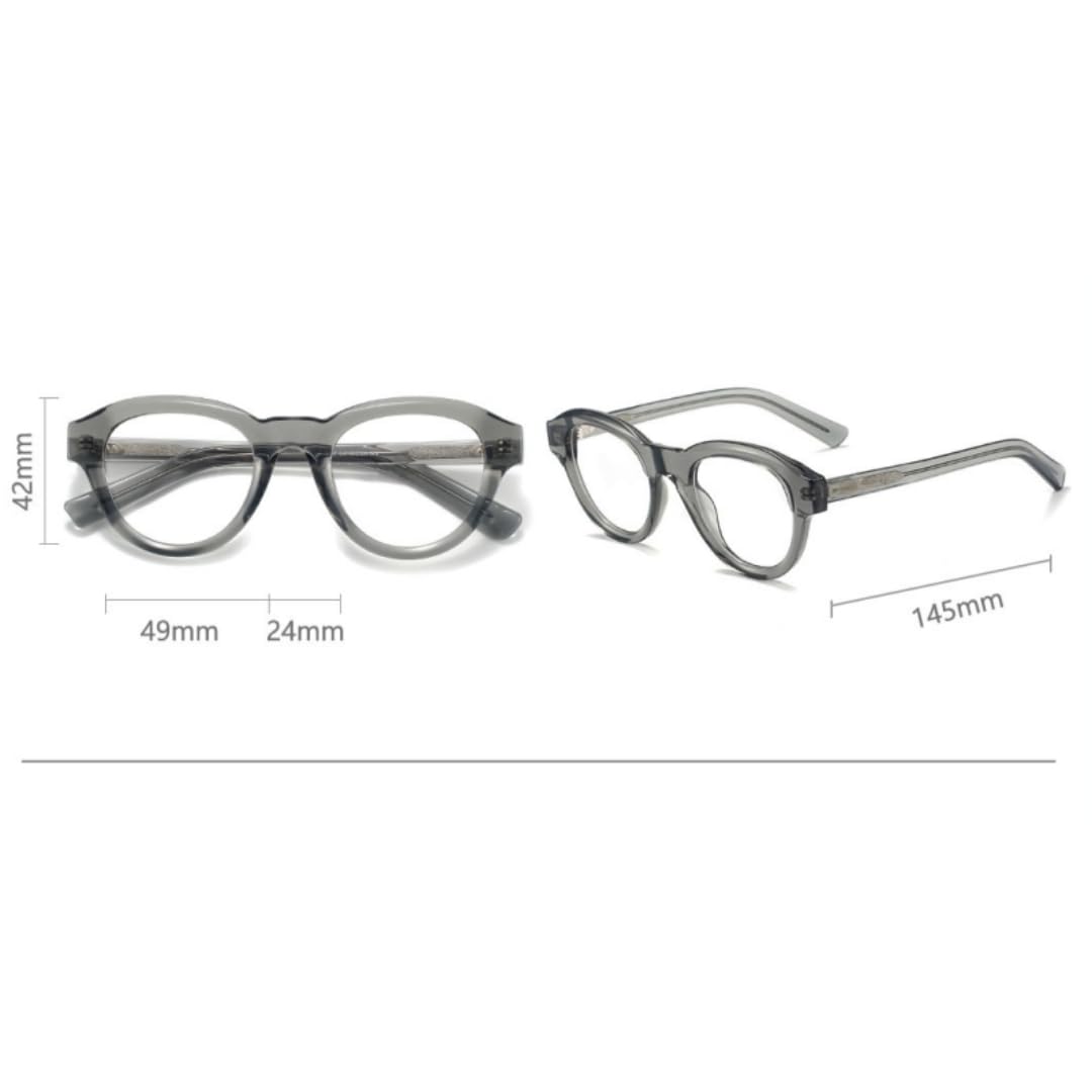 Occhiali da vista ovali retrò con lenti trasparenti, montatura in acetato da uomo e da donna.