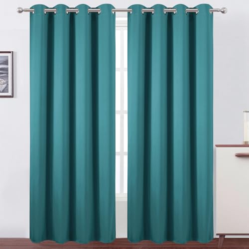 Image of LEMOMO Blackout Curtains 52 x 120 Inch Long Sea Teal Curtains Set of 2 Panels Room Darkening Curtains for Bedroom and Living Room