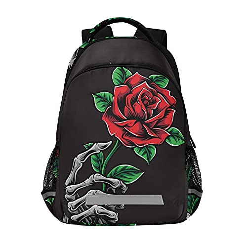 Glaphy Rose Skull Backpacks Laptop School Book Bag Lightweight Daypack For Men Women Teens Kids #TOP4