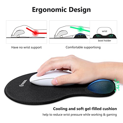 Soqool Mouse Pad, Ergonomic Mouse Pad with Comfortable Gel Wrist Rest Support and Non-Slip PU Base for Easy Typing Pain Relief, Durable and Washable, Classic Black - Image 5