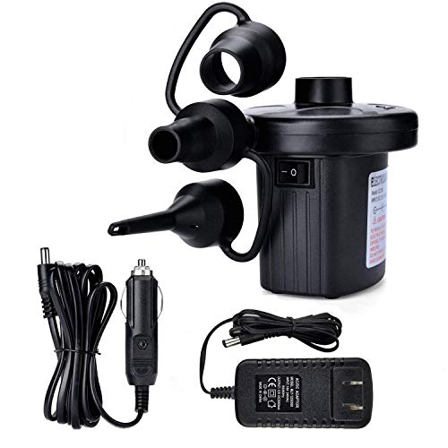 WangYu Electric Air Pump Portable Multi-Use Pump with 3 Nozzles Quick-Fill High Power Inflator Deflator for Blow up Mattress Raft Bed Boat Pool Toy