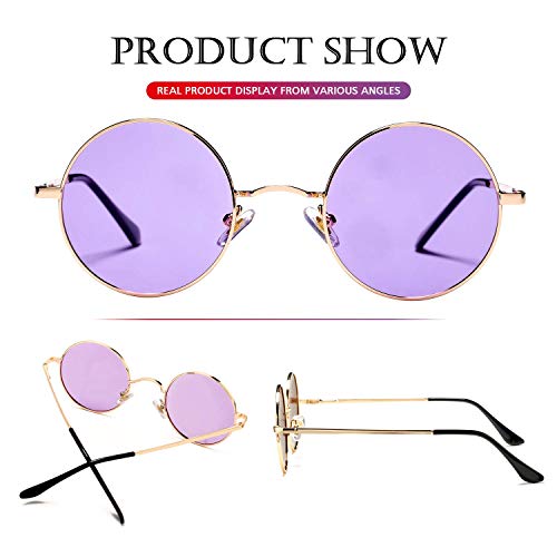 Poraday PD021H Circle Lennon Glasses Retro Round Polarized Sunglasses Hippie Style Small Circle Sun Glasses thumb #5