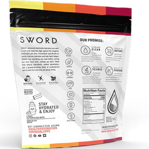 Image of SWORD PERFORMANCE Electrolyte Replenisher, 32 Powder Hydration Stick Packs in Variety of Flavors: Berry, Lemonade, Orange, Pineapple Mango