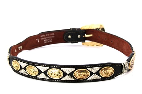 Western Leather Belt Gold Berry with Triangular Silver Concho Decoration4