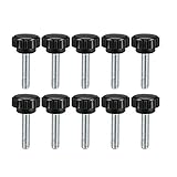 uxcell M6 x 30mm Metric Male Thread Knurled Clamping Knobs Grip Thumb Screw on Type Hand Clamping Handle Bolt with Plastic Knobs Black 10 Pcs