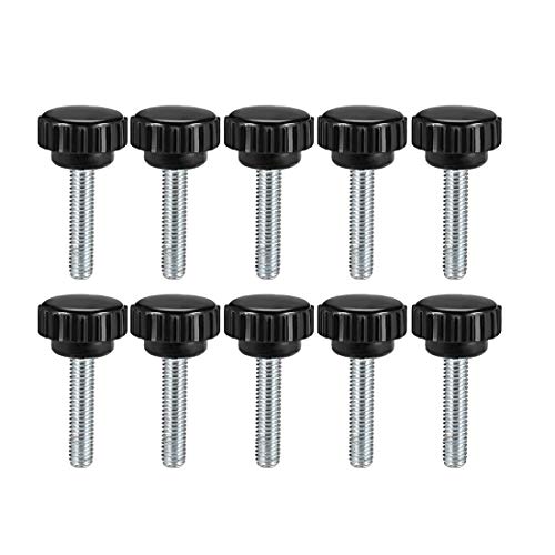 uxcell M6 x 30mm Metric Male Thread Knurled Clamping Knobs Grip Thumb Screw on Type Hand Clamping Handle Bolt with Plastic Knobs Black 10 Pcs
