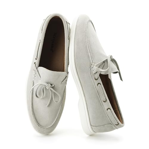 Image of Meijiana Men's Genuine Leather Loafers Slip-On Moccasins Suede Dress Shoes, Lightweight and Breathable with Rubber Sole Stylish Mens Loafers