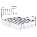 East West Furniture GDFBSIL Garland Full Bed Frame with 6 Metal Legs - Magnificent Bed Frame in Powder Coating Silver Color