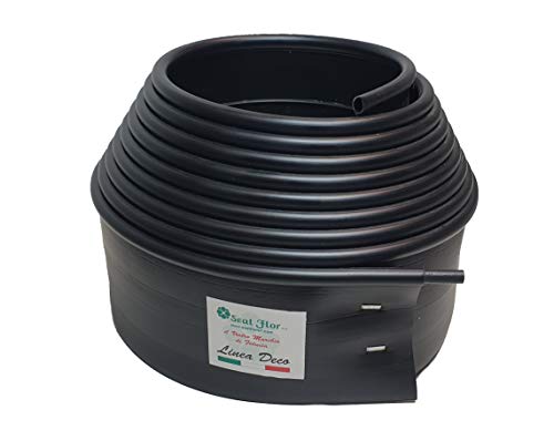 Decomadeinitaly Borde de plástico, borde flexible para césped, uso sencillo y máxima flexibilidad, para jardinería, color negro Cover