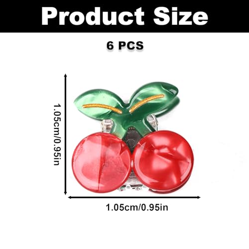 6PCS Pinzas para el Cabello con Diseño de Cereza, Clips Antideslizantes de Plástico para Mujeres miniatura 2