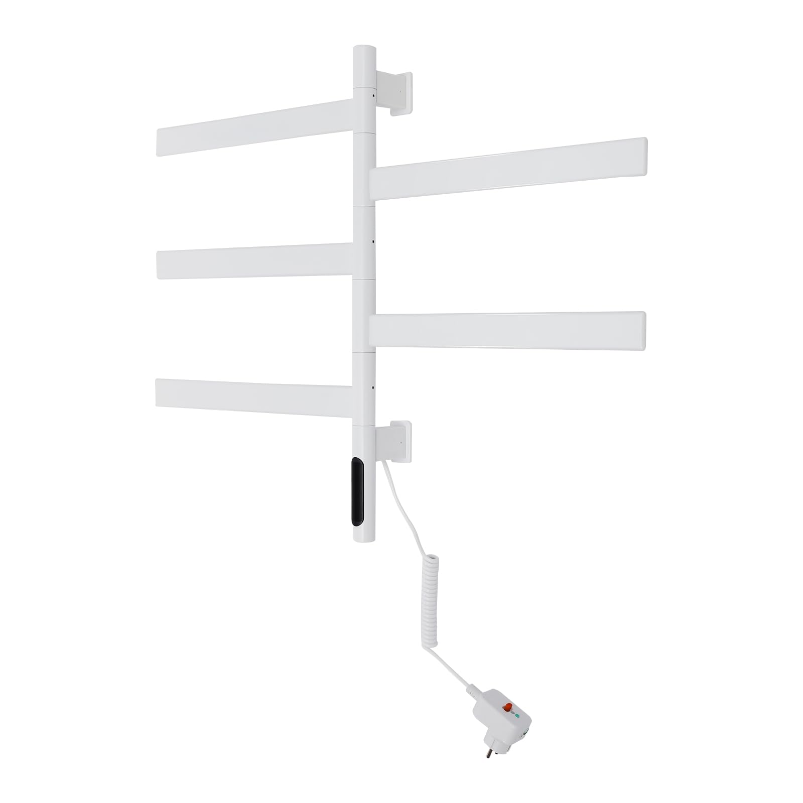 Scaldasalviette elettrico girevole a 180°, intelligente LED touch screen, portasciugamani rotante, per bagno, montaggio a parete, scaldasalviette (bianco)