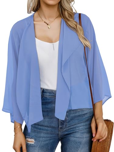 Image of Womens Summer Tops Short Shrugs Kimono Cardigans Casual Chiffon Bolero Jackets 2026