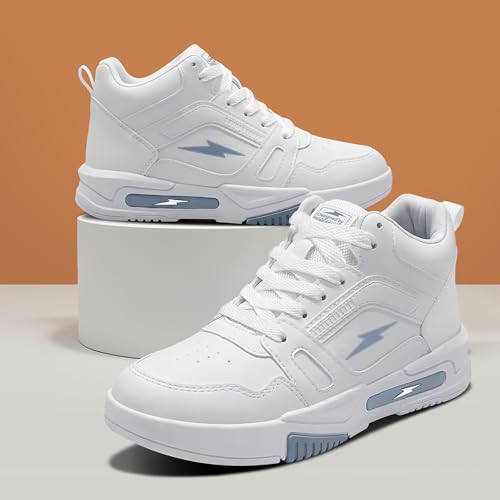Image of BRUTON Genz Sneakers for Men Lightweight Comfortable Casual Shoes Soft Cushion Insole Lace-Up Footwear- White
