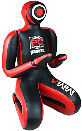 PakCan Leather Grapple Dummy for MMA, BJJ, Jiu Jitsu, Wrestling, UFC (6ft / 180 cm) for Submission Drills Like Leg Locks, Heel Hooks, Ankle Locks, Wrist Locks - Unfilled