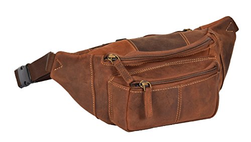 Sac banane ville en cuir véritable aspect huilé effet bronzer chic