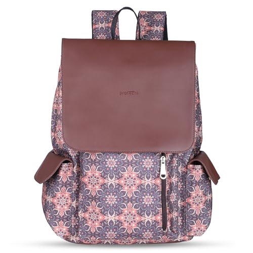Image of Protecta Prisma Floral Printed Laptop Backpacks for Women and Men Fits 16Inch MacBooks Water-Repellent Bag for Office Collage and Travelling Print Padded Sleeve Lightweight Durable Design 18L