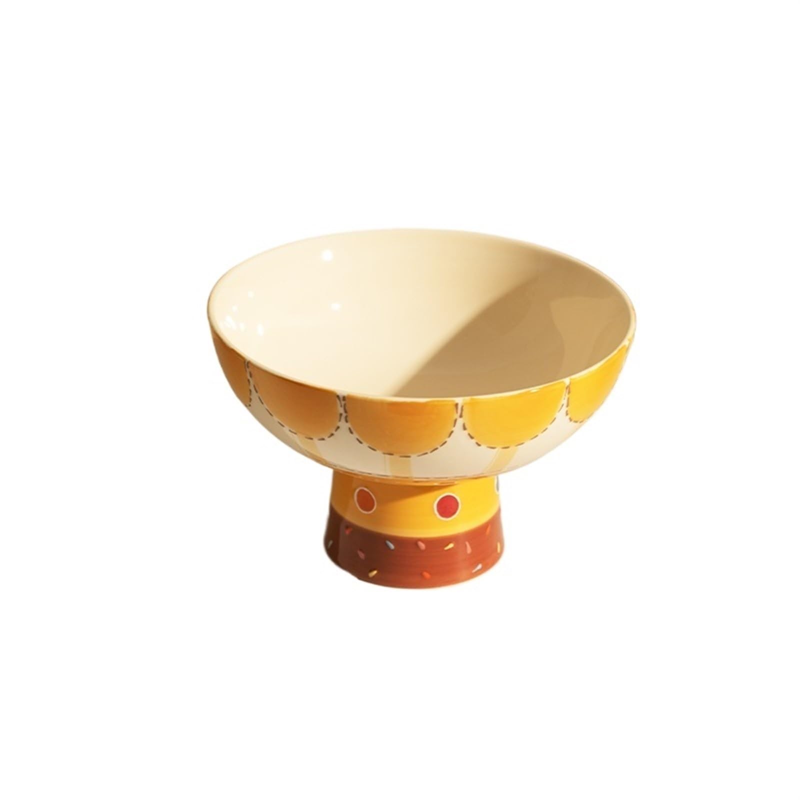 IROEJT Fruit Basket Ceramic Fruit Bowl, Decorative Pedestal Bowl, Decorated Fruit Tray For Kitchen Counter And Dining Table, Bread And Salad Bowl With Feet Decorative Fruit Bowl，Yellow a