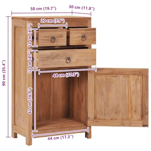 Armario de madera maciza para salón con tres cajones y puerta de estilo colonial 3