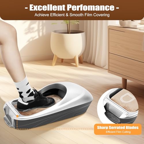 Dispensador automático de la cubierta del zapato, máquina de la película impermeable desechable accionada por el pedal manual para la oficina en casa, incluye el rollo del PE del recuento 500, solució