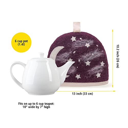 Image of Glaciart One Wool Teapot Cozy Kettle Cover | Dome Shaped Large Tea Cosy, Kettle or French Press | Handmade & Needle Felted from Natural Wool | Warms Up to 2 Hours | Great as Gift