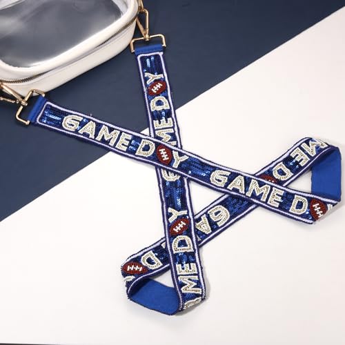 Image of YAHPERN Beaded Purse Straps Game Day Purse Strap Replacement Sequin Crossbody Football Purse Strap for Stadium Clear Bag