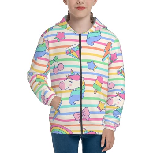 Cute Unicorn Kid Hoodies Boys Zip Up Sweatshirts Girls Pullover with Pocket3