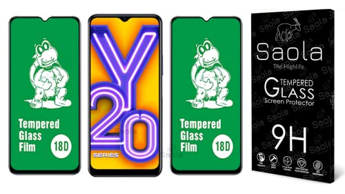 Image of Saola 18D Tempered Glass with Inbuilt AirBag Borders for Vivo Y20 (Pack of 2) with Free Installation Kit. Full Screen Coverage - 6.51 inch