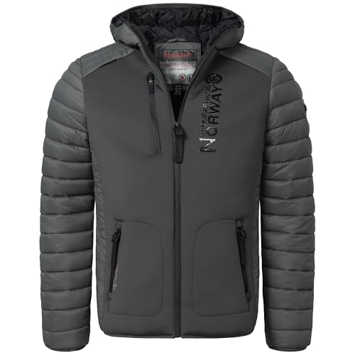 Geographical Norway IMS Production Chaqueta acolchada de invierno para hombre, estilo anorak con capucha, forrada y abrigada, para aire libre, esquí y snowboard, para invierno y otoño, tallas S-7XL, S