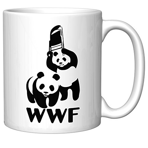 WWF Steel Chair Panda Parody (WWE) Funny Coffee Mug (Old Version)