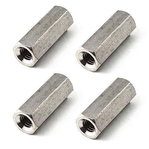 M12x19x30 Long Hex Coupling Nut 304 Stainless Steel Round Rod Coupling Nut (Pack of 4)
