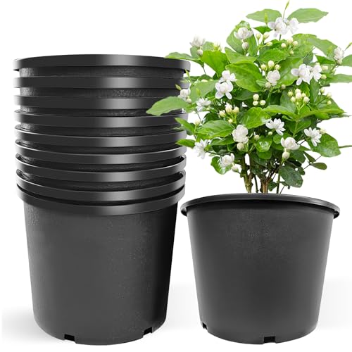 Srehloe 7 Gallon Pots for Plants Plastic Nursery Pot with Drainage Holes Garden Flower Pots Suitable for Flowers Home Garden Cuttings Succulents Transplanting Seedlings 10 Pcs